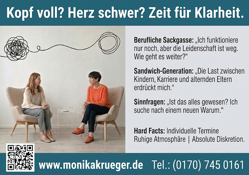 Flyer Übersicht über das Coaching-Angebot von Monika Krüger in Mannheim