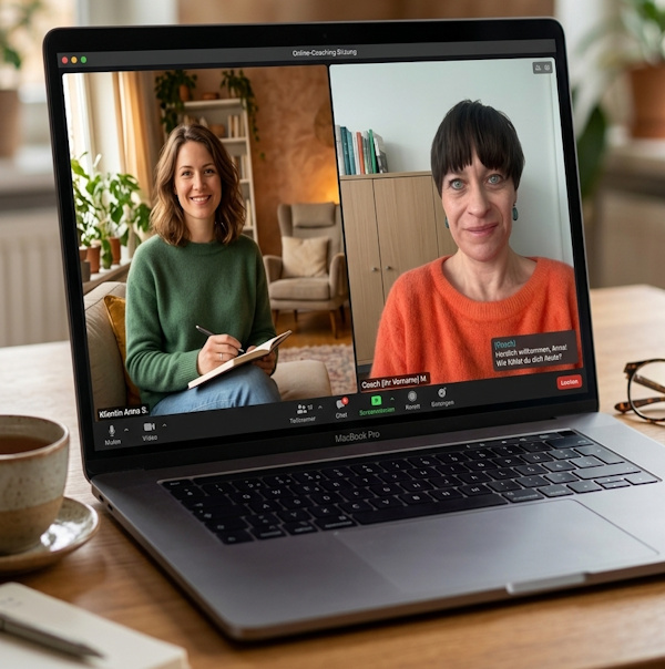 Notebook mit Videokonferenz-Beispiel